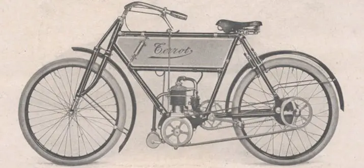 1905 motocyclette 2cv trois quart à transmission