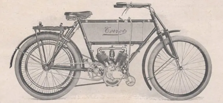 1905 motocyclette 4cv un demi à 2 cylindres a soupapes automatiques