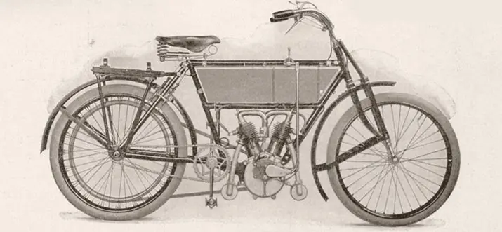 1906 motocyclette avec moteur Zedel à 2 cylindre soupapes commandées